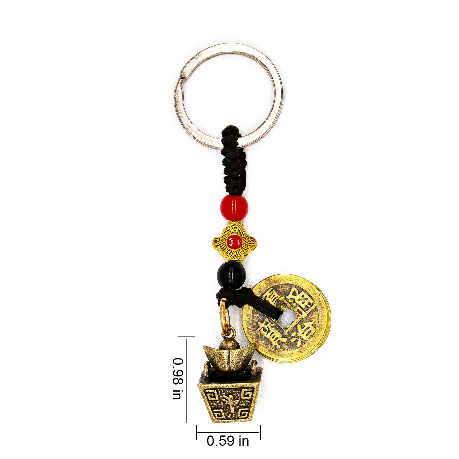 Brass Five Emperors Money Treasure Bowl to Bring Wealth and Security Backpack Ornament - ETNCN