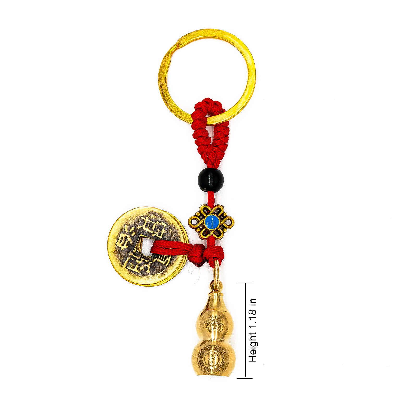 Metallic Five Emperors' Money Gourd Lucky and Healthy Keychain - ETNCN