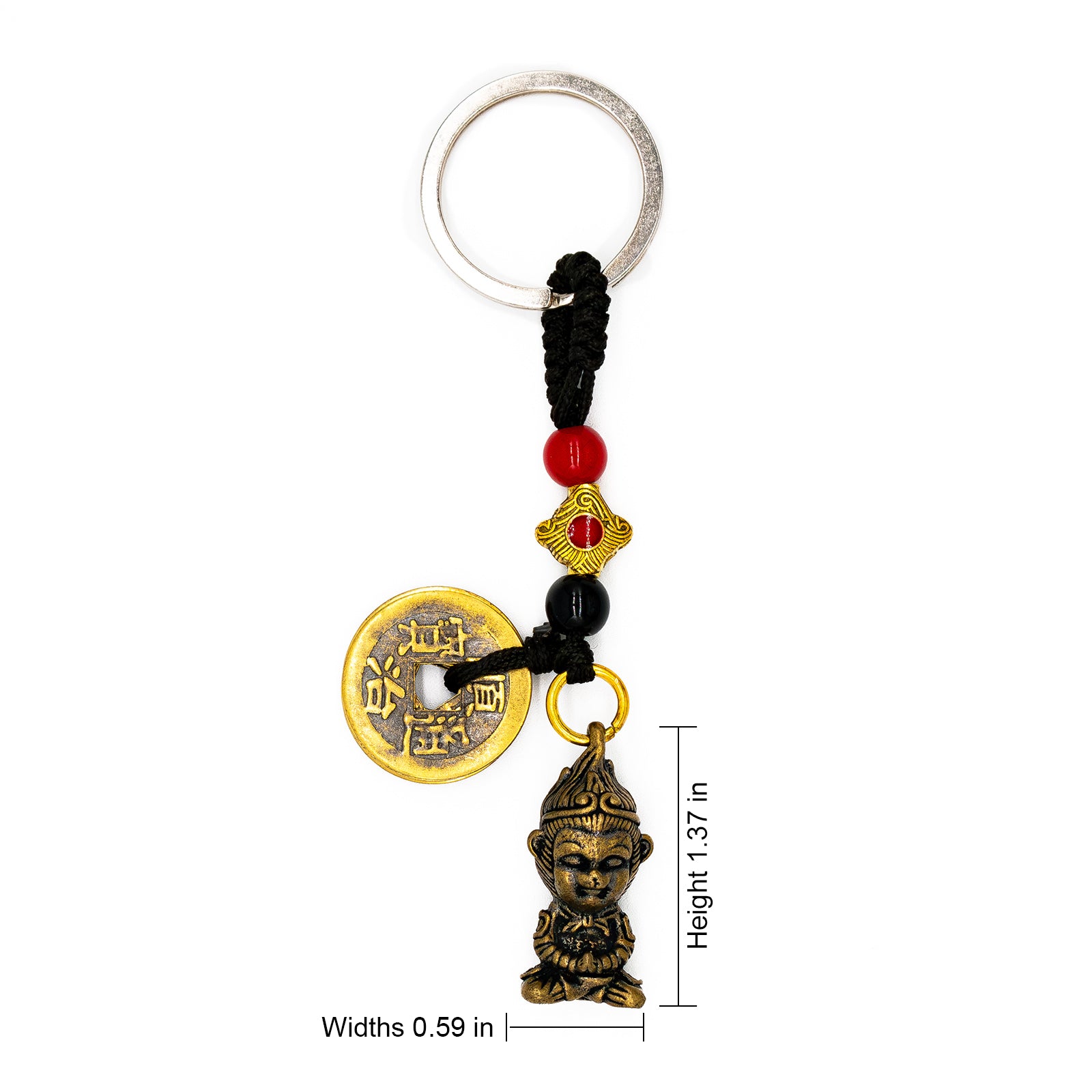 Metallic Five Emperors' Money Sun Wukong FengShui Keychain - ETNCN