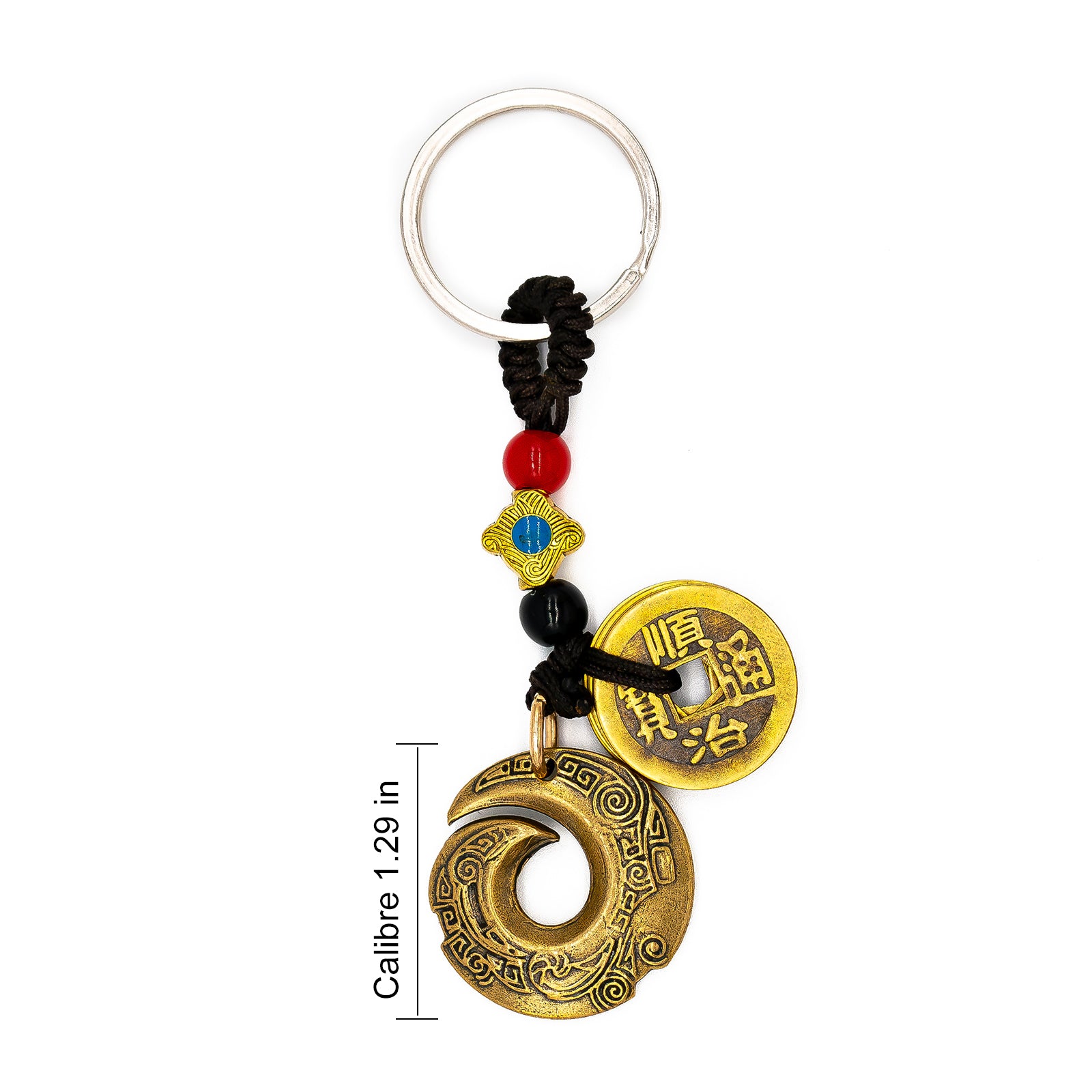 Metallic Phoenix Buckle Five Emperors' Money FengShui Keychain - ETNCN