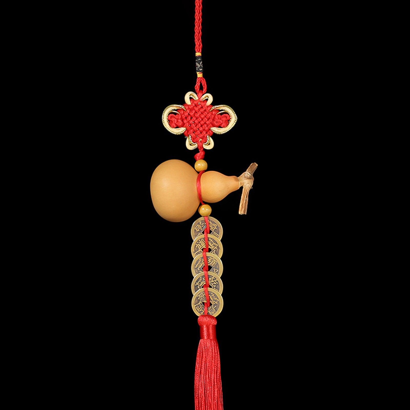 Five Emperor's Coins with Chinese Knot and Gourd - ETNCN