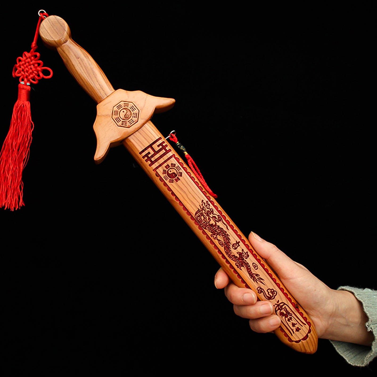 Repel Evil Cinnabar Peach Wood Sword-Large Size - ETNCN