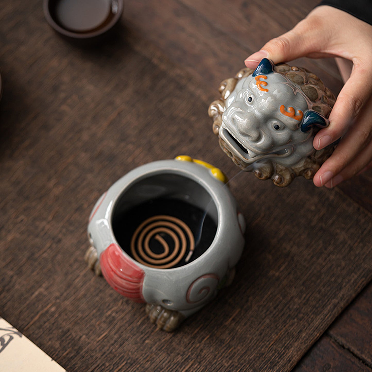 Ceramic mythical beast incense burner