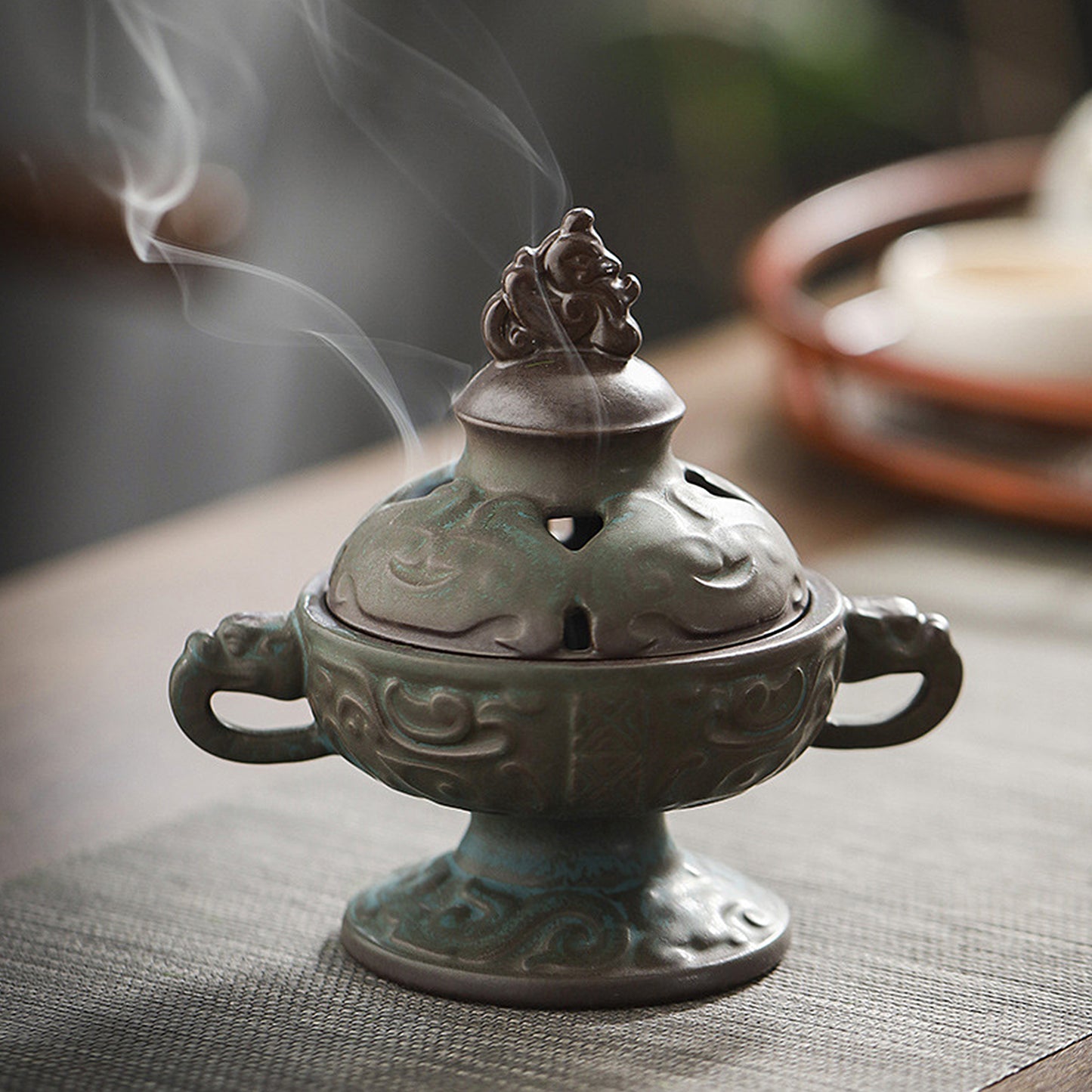 Antique bronze pattern ceramic incense burner