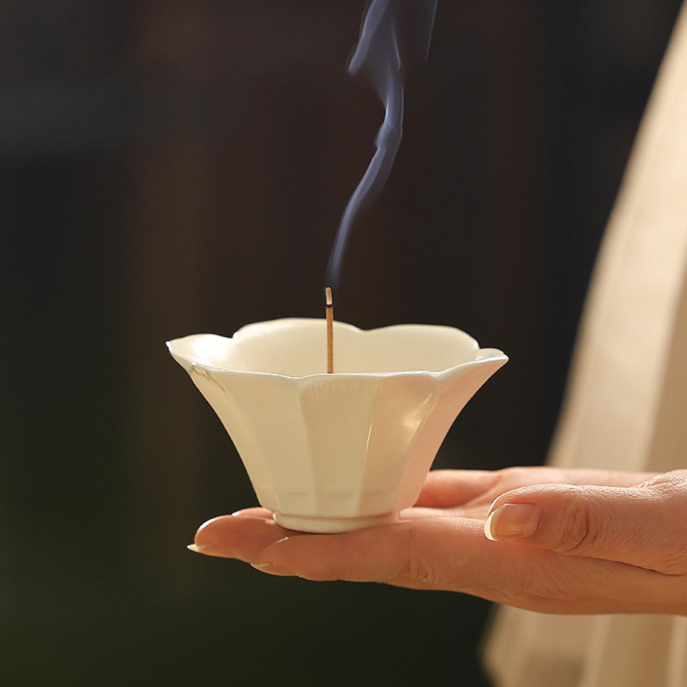 Elegant lotus incense holder - white