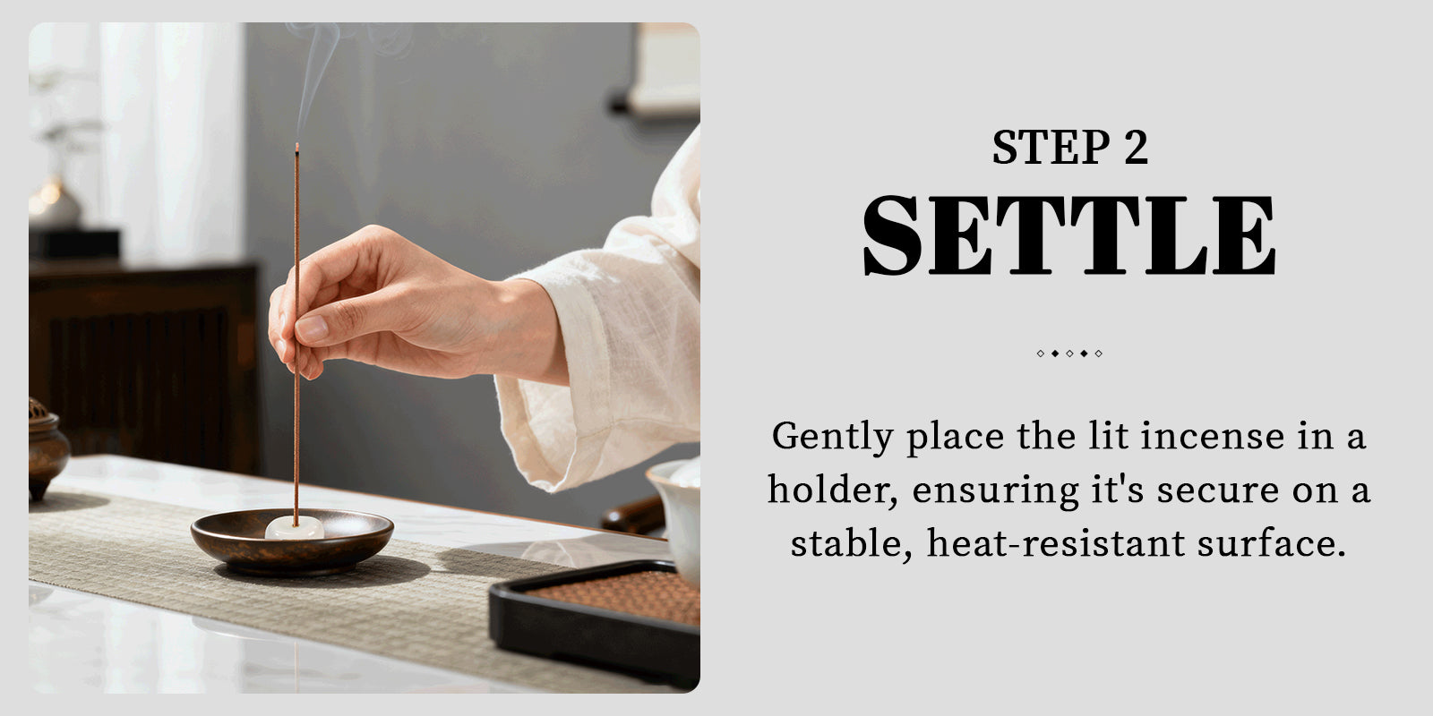 how to use incense step2 place the incense burner