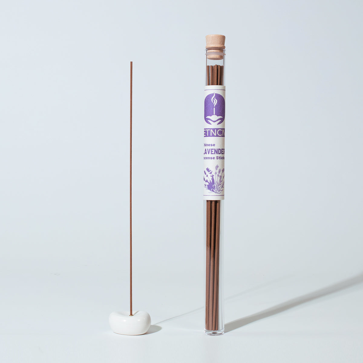 lavender incense sticks with holder
