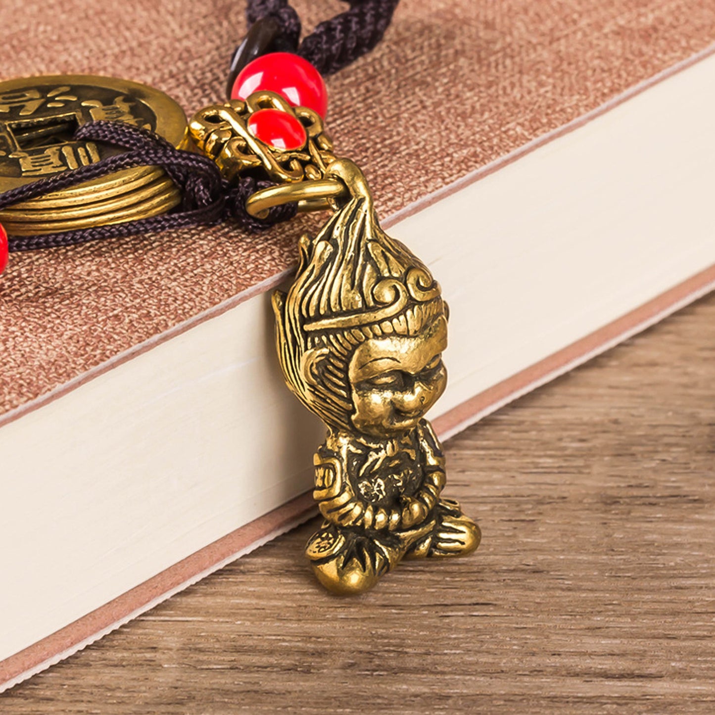 Metallic Five Emperors' Money Sun Wukong FengShui Keychain - ETNCN