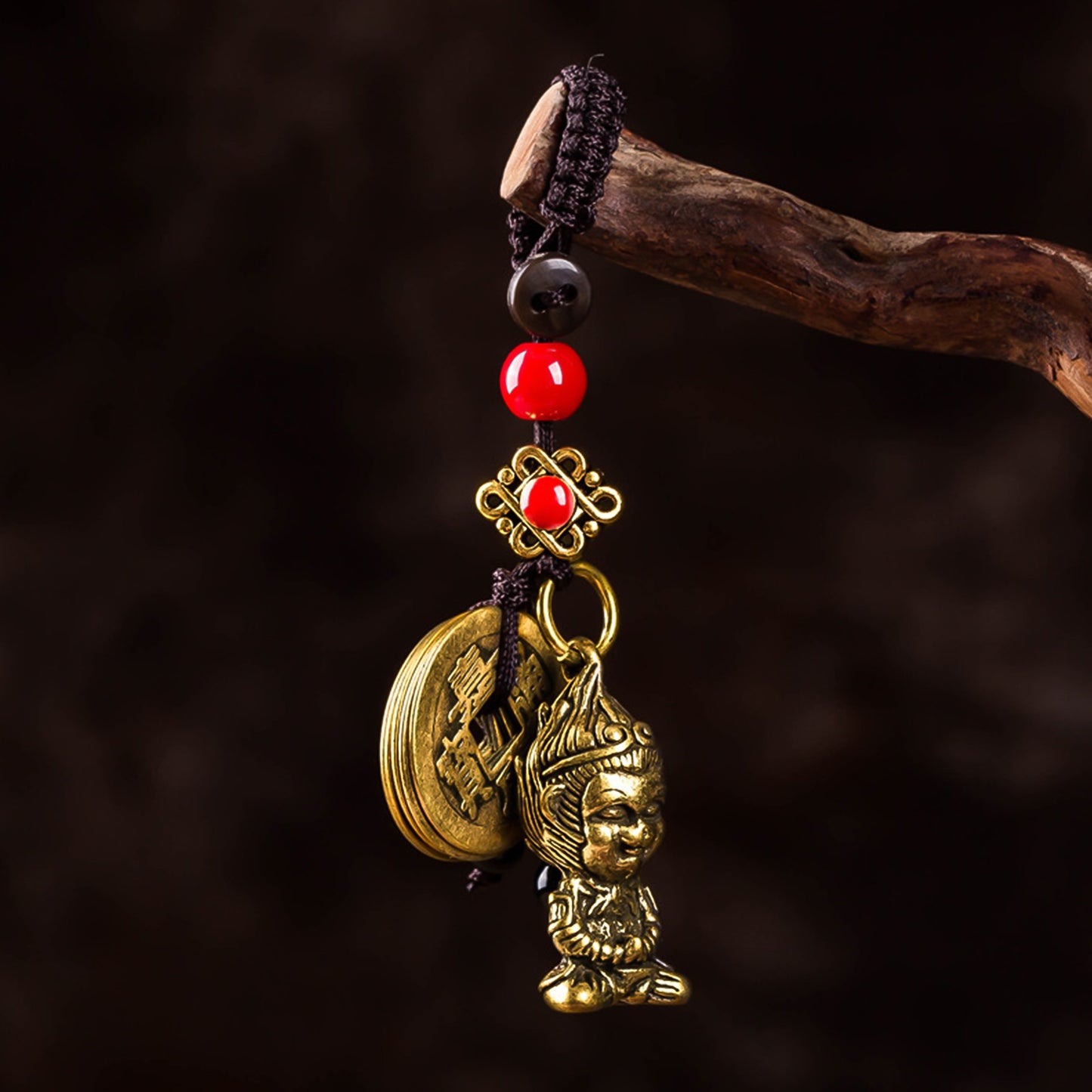 Metallic Five Emperors' Money Sun Wukong FengShui Keychain - ETNCN