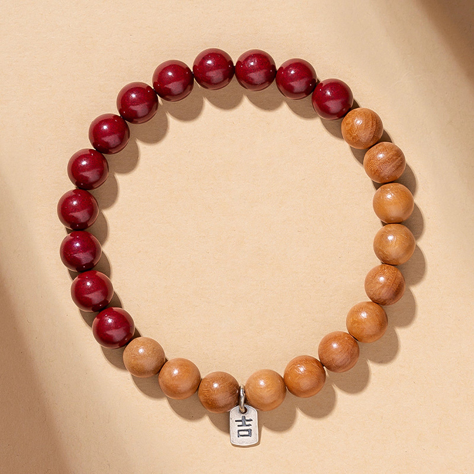 Wooden Mineral Peach Wood and Cinnabar Mixed Bracelet Attracts Love and Protects Peace - ETNCN