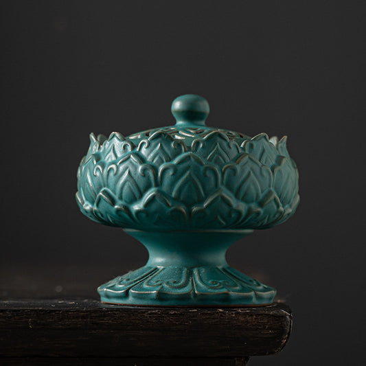 Ceramic Chinese Lotus Incense Burner