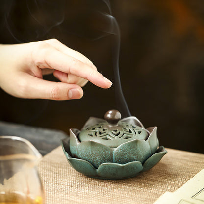 Ceramic Lotus Peace Incense Burner