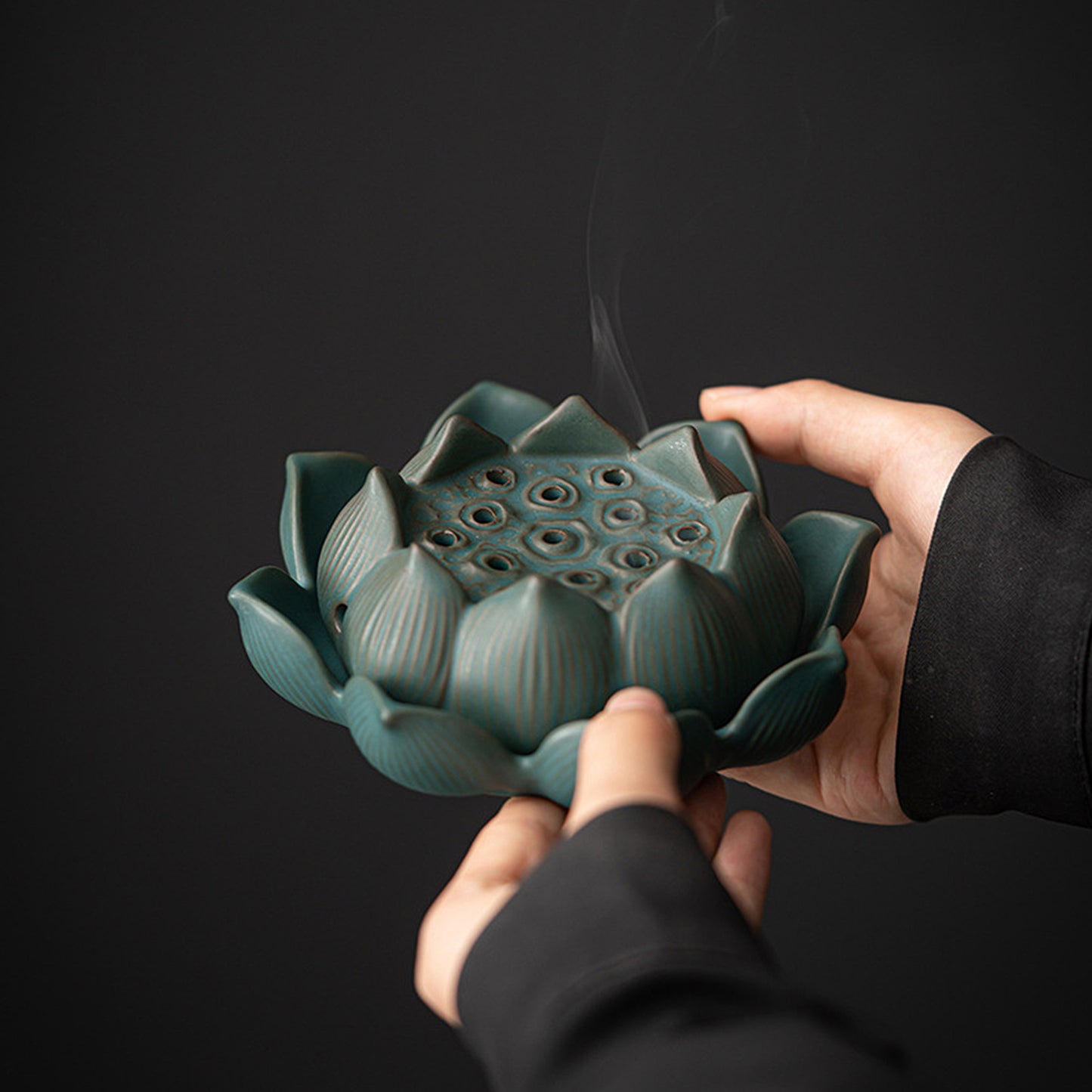 Rustic Style Ceramic Lotus Incense Burner