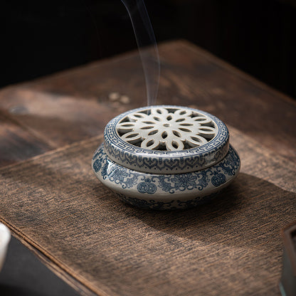 Ceramic blue and white porcelain Chinese incense burner