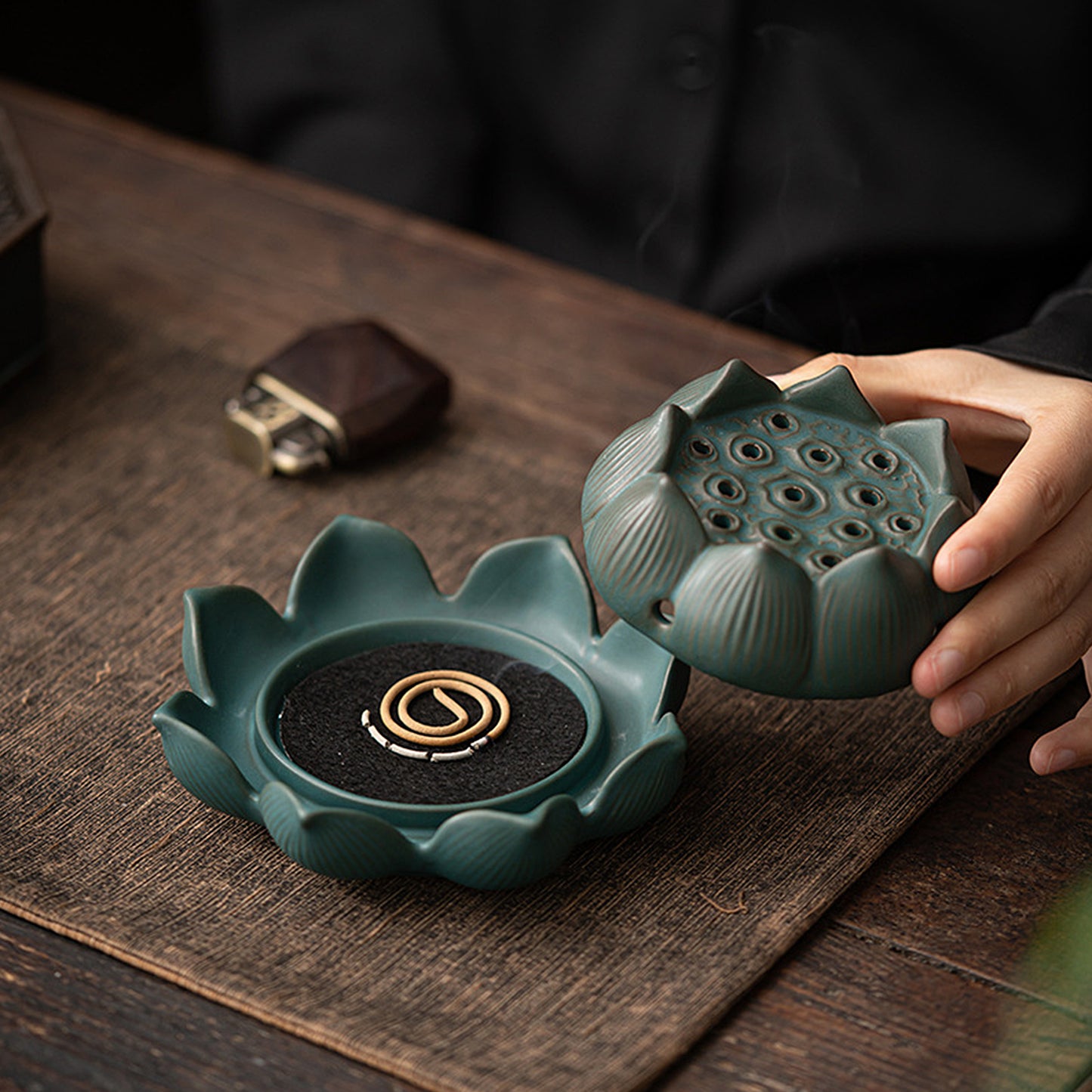 Rustic Style Ceramic Lotus Incense Burner