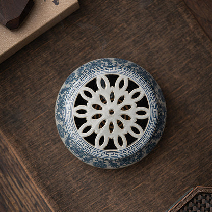 Ceramic blue and white porcelain Chinese incense burner