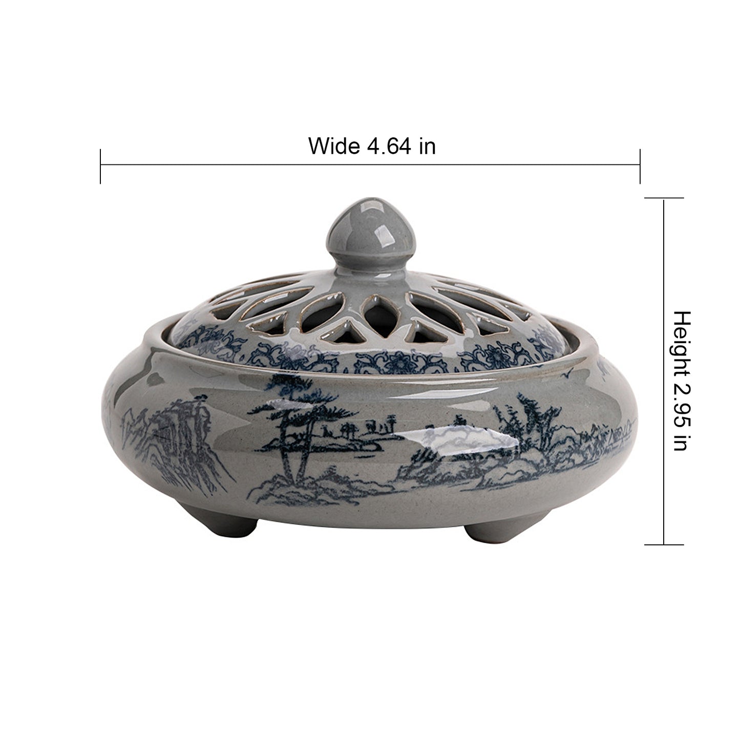 Ceramic Blue and White Porcelain Chinese Incense Burner Spiritual Energy Supplies - ETNCN