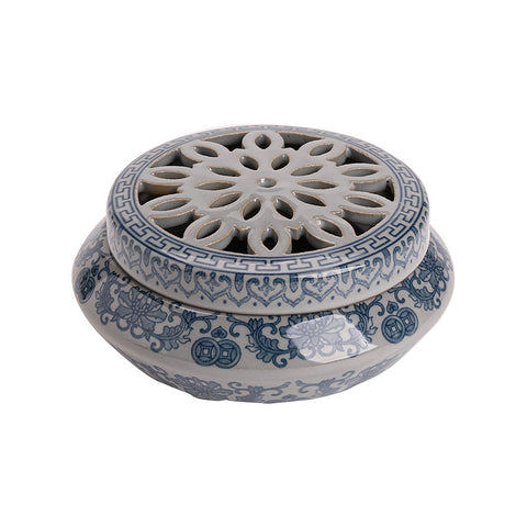 Ceramic blue and white porcelain Chinese incense burner