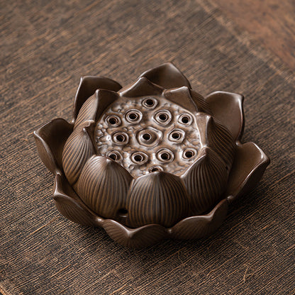 Rustic Style Ceramic Lotus Incense Burner