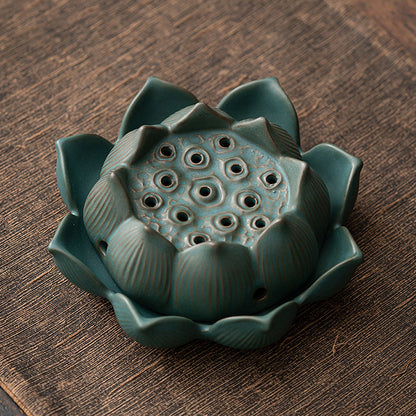 Rustic Style Ceramic Lotus Incense Burner