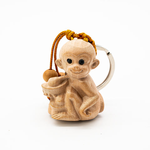Peach Wood Keychain with the Twelve Chinese Zodiac Signs-Monkeys - ETNCN