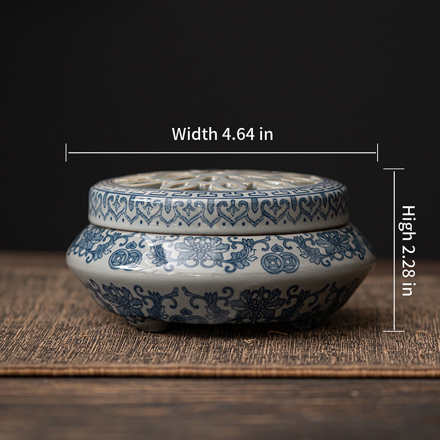 Ceramic blue and white porcelain Chinese incense burner