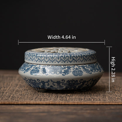 Ceramic blue and white porcelain Chinese incense burner