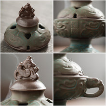 Görseli Galeri görüntüleyiciye yükleyin, Antique bronze pattern ceramic incense burner
