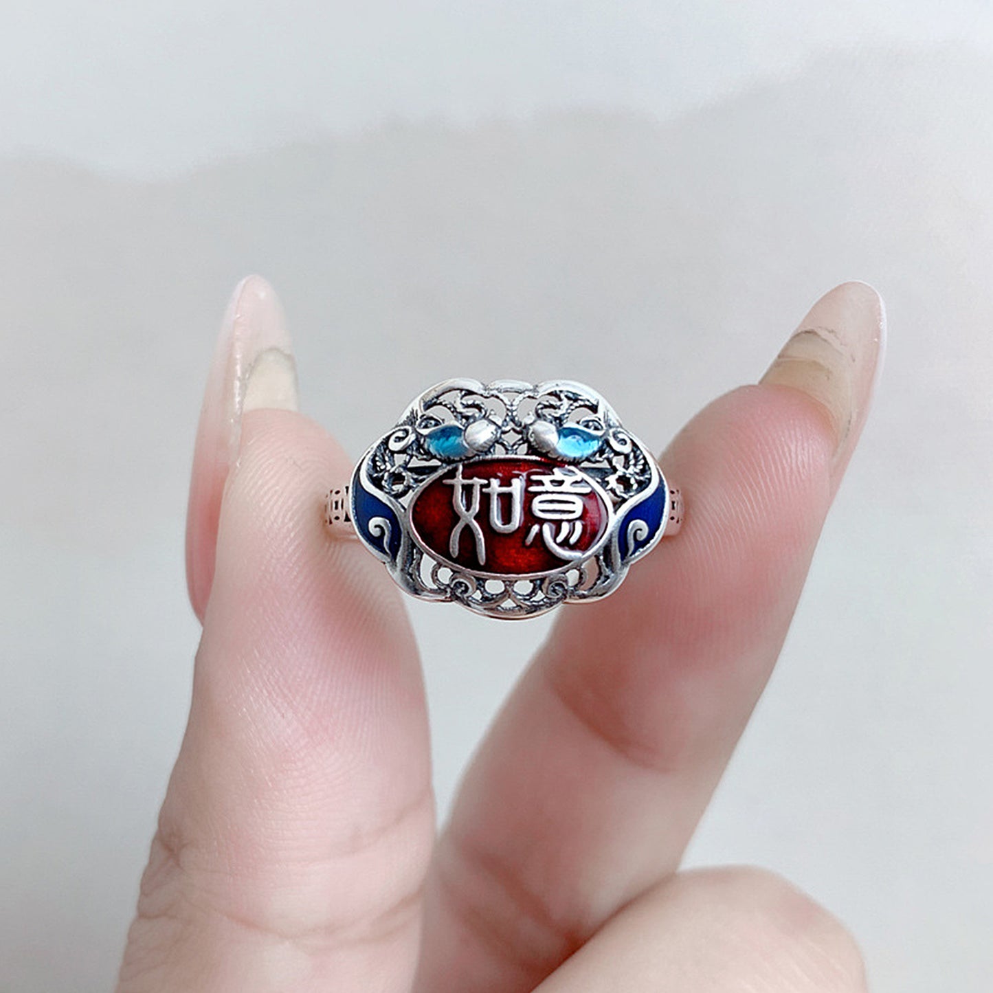 Metal Enamel Color Ruyi Ring