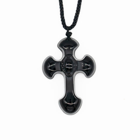 Obsidian Taoist Energy Cross Necklace - ETNCN