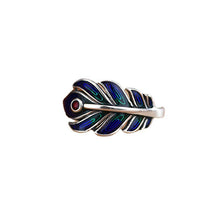 Charger l&#39;image dans la galerie, Metal Enameled Feather Auspicious Women&#39;s Ring Adjustable Size
