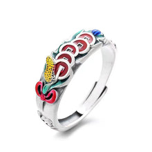 Charger l&#39;image dans la galerie, Metal Enameled Peanut Five Emperor Money Ring Attract Wealth
