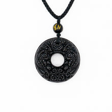 Görseli Galeri görüntüleyiciye yükleyin, Taoist Obsidian Peaceful Fortune Circle Necklace - ETNCN
