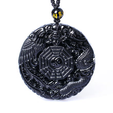 Load image into Gallery viewer, Taoist Obsidian Dragon and Phoenix Bagua Necklace - ETNCN
