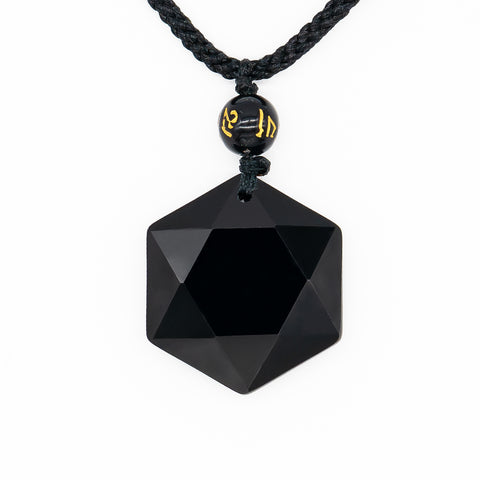 Obsidian Hexagram Necklace Infused with Taoist Energy - ETNCN