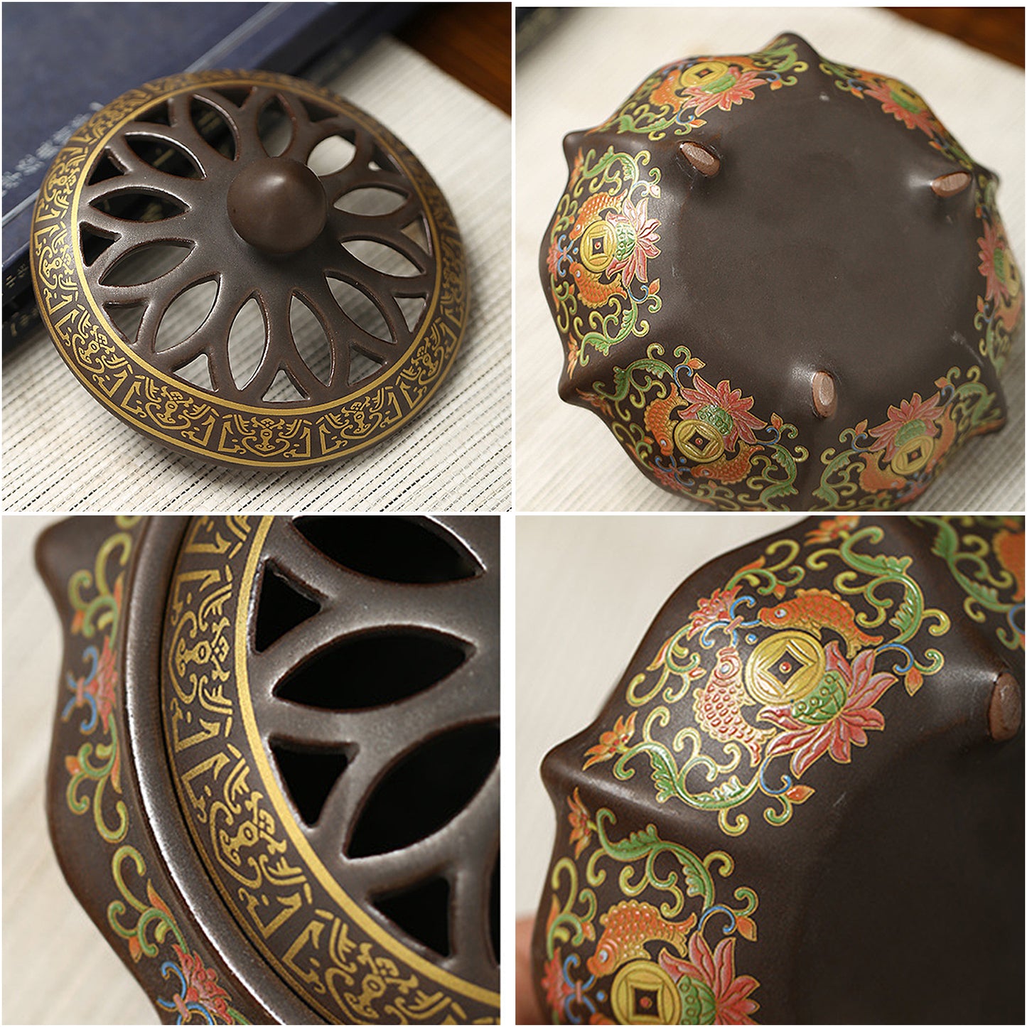 Chinese Cloisonné Ceramic Incense Burner