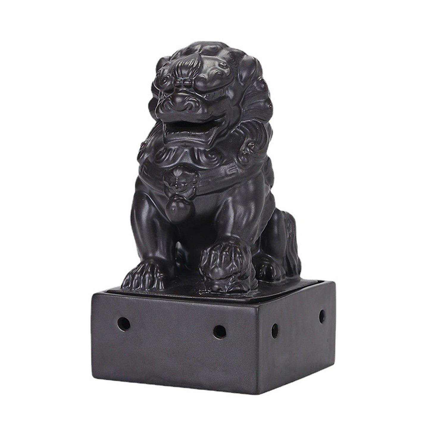 Ceramic Chinese Lion Incense Burner Ward off Evil Spirits Bless House Feng Shui - ETNCN