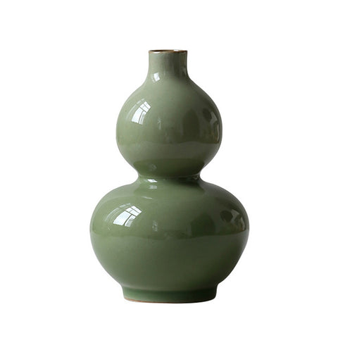 Jingdezhen Ceramic Gourd Shaped Vase-Yellow Bean Color - ETNCN