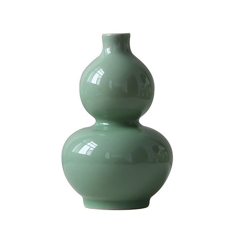 Jingdezhen Ceramic Gourd Shaped Vase-Pea Green - ETNCN