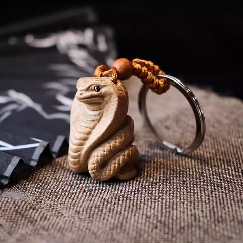Peach Wood Keychain with the Twelve Chinese Zodiac Signs-Snake - ETNCN
