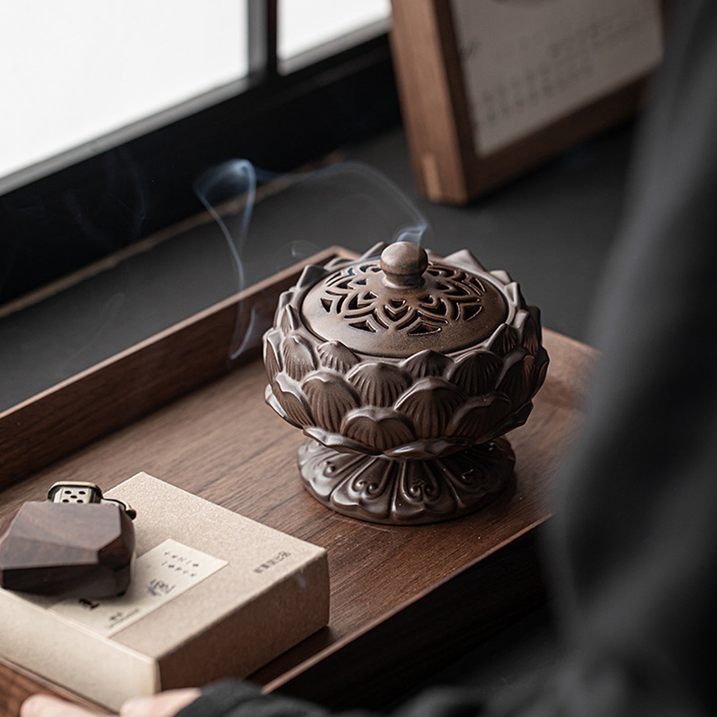 Ceramic Chinese Lotus Incense Burner