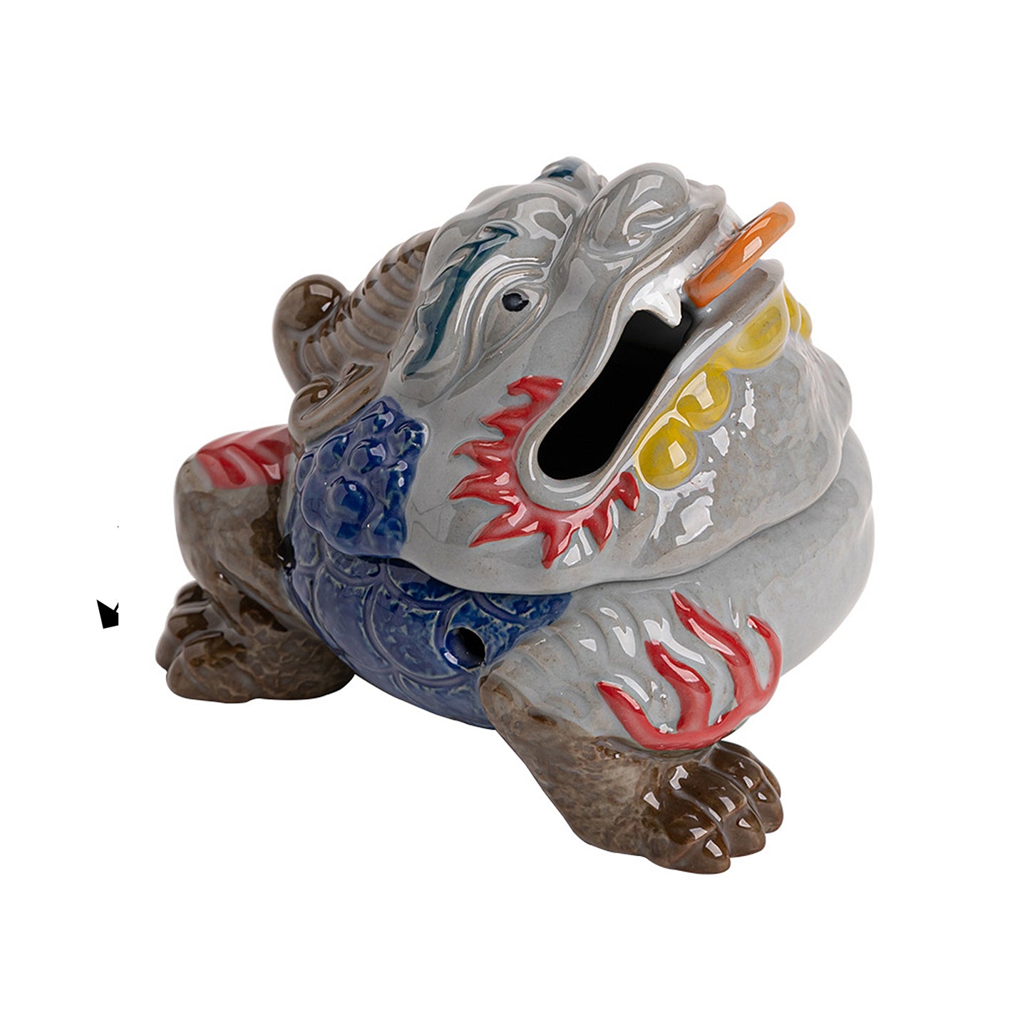 Ceramic golden toad incense burner