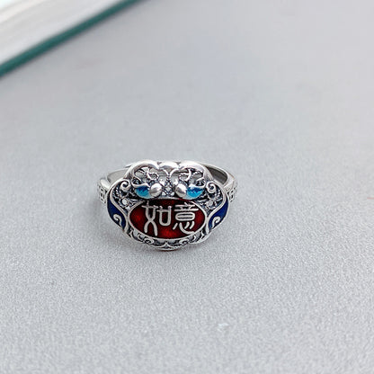 Metal Enamel Color Ruyi Ring