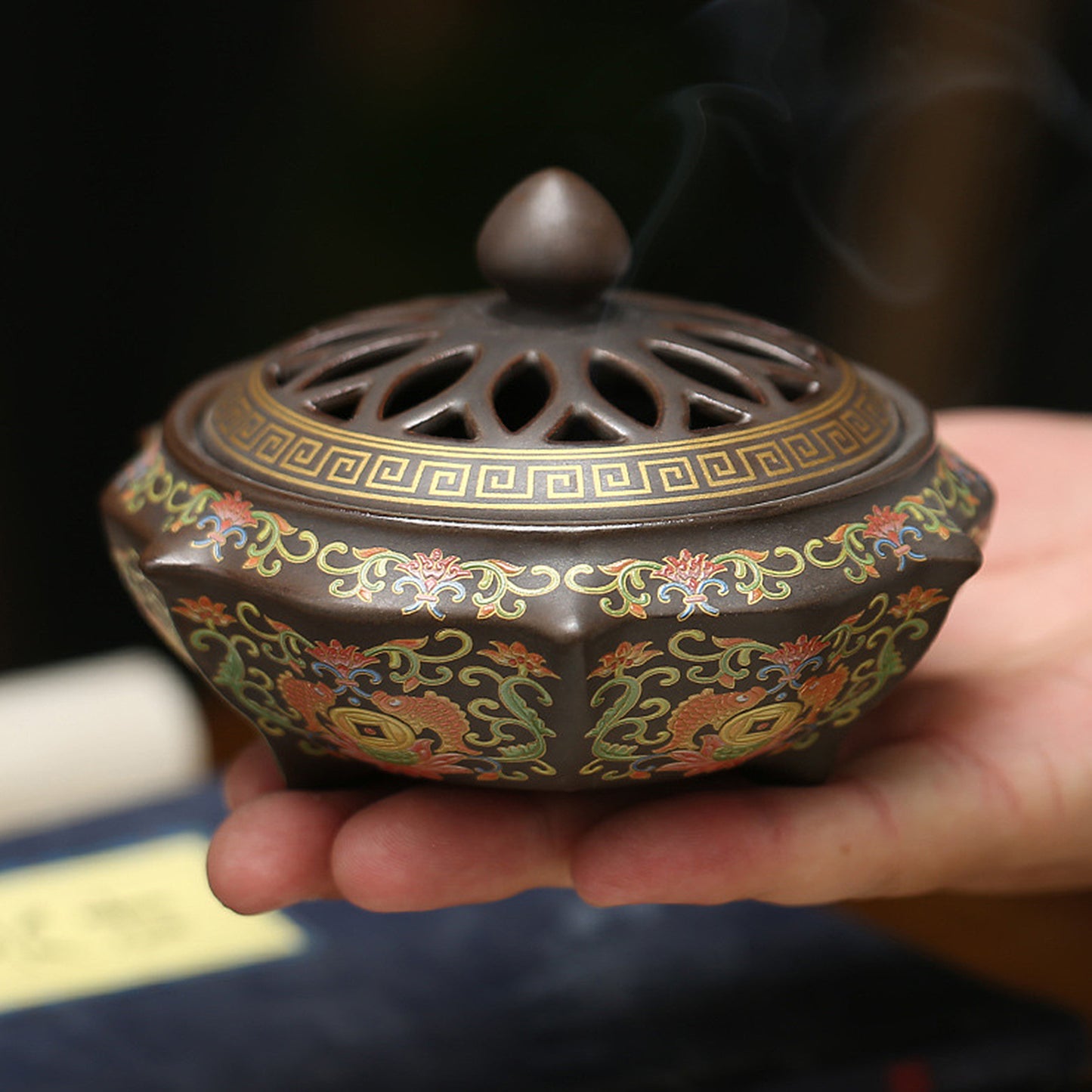 Chinese Cloisonné Ceramic Incense Burner