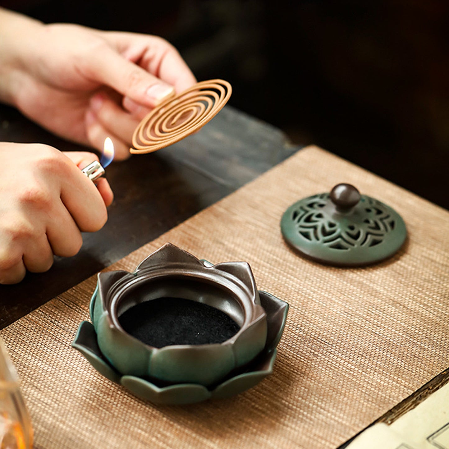 Ceramic Lotus Peace Incense Burner