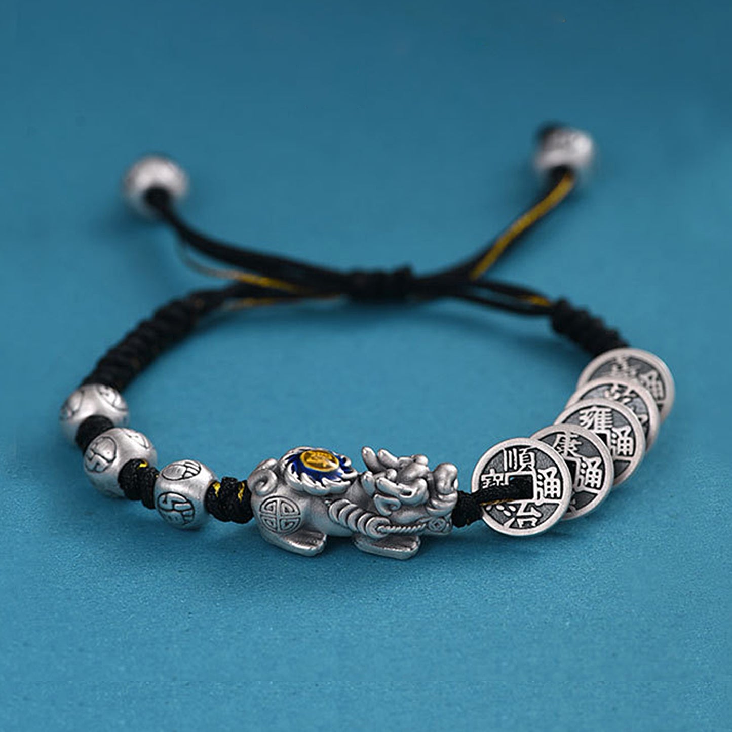 Metal Five Emperors Money Pixiu Lucky Bracelet