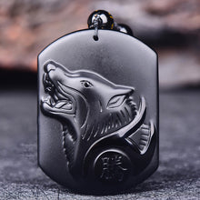 Load image into Gallery viewer, Obsidian Wolf Totem Necklace - ETNCN
