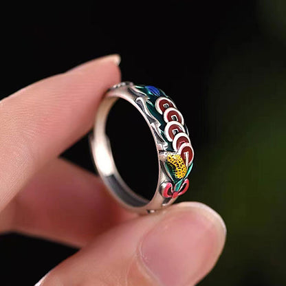 Metal Enameled Peanut Five Emperor Money Ring Attract Wealth