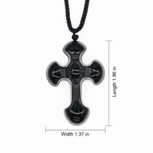 Load image into Gallery viewer, Obsidian Taoist Energy Cross Necklace - ETNCN
