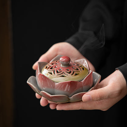 Auspicious Ceramic Lotus Incense Burner